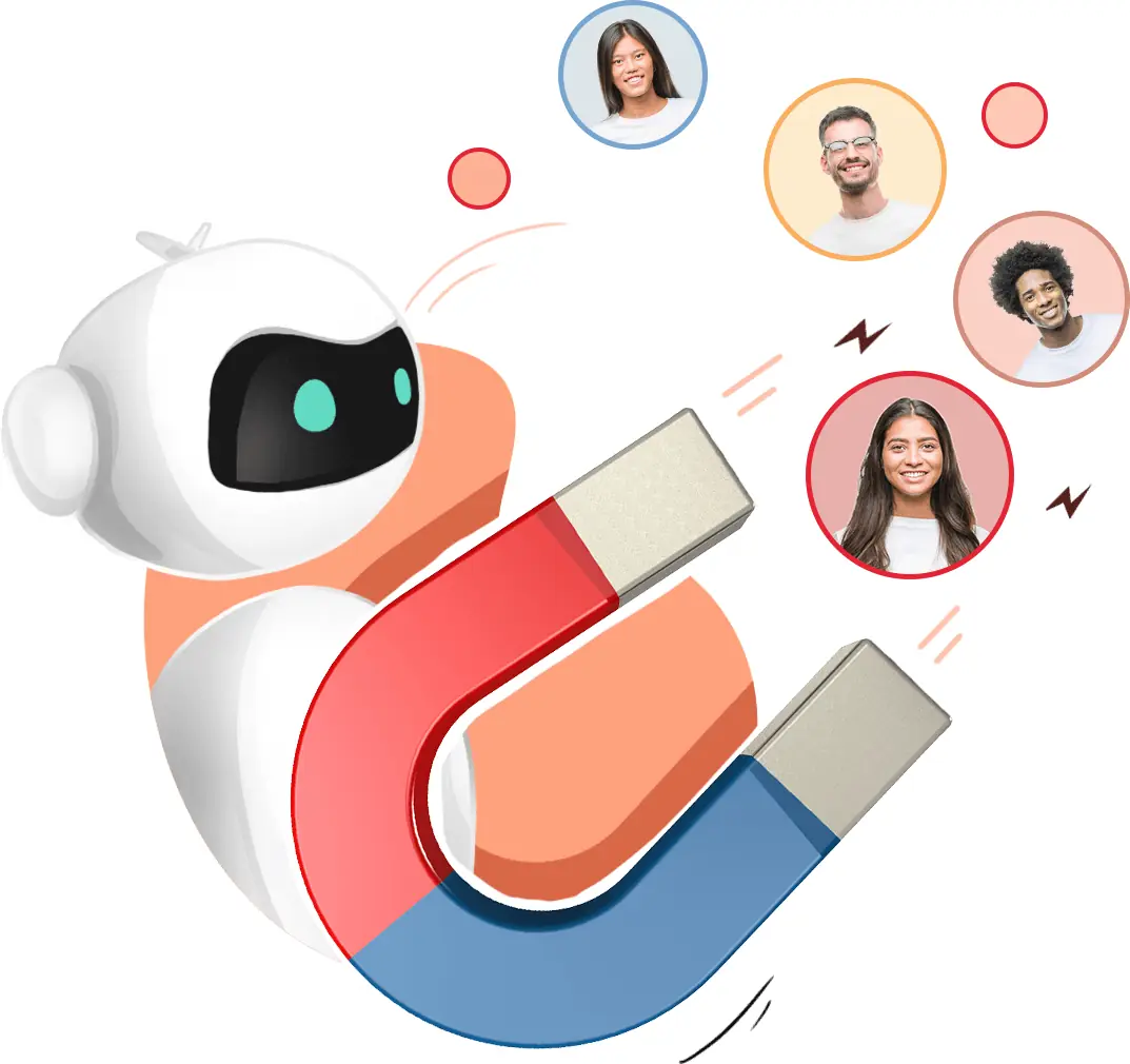 Ilustración oficial de Zoho SalesIQ sobre chatbots que atienden a visitantes