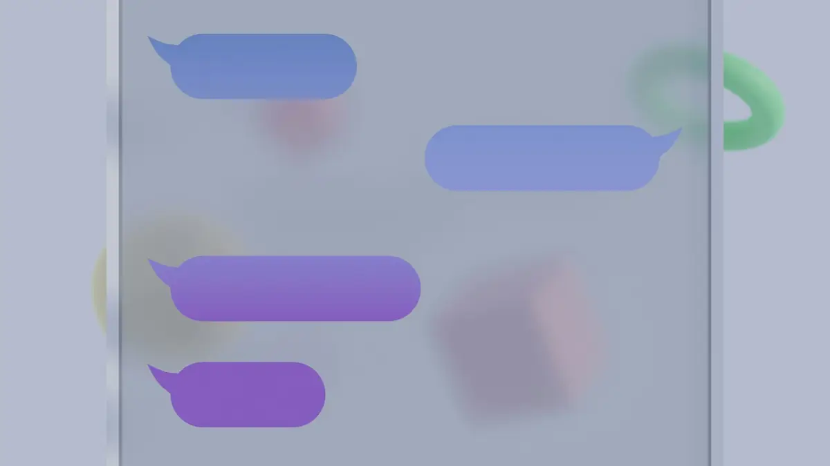 Globos de conversación de colores sobre una pantalla translúcida